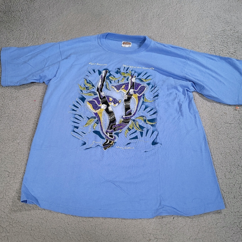 Vintage Aboriginal Art Australia Shirt Mens XL 20 Danny Eastwood Crewneck Blue